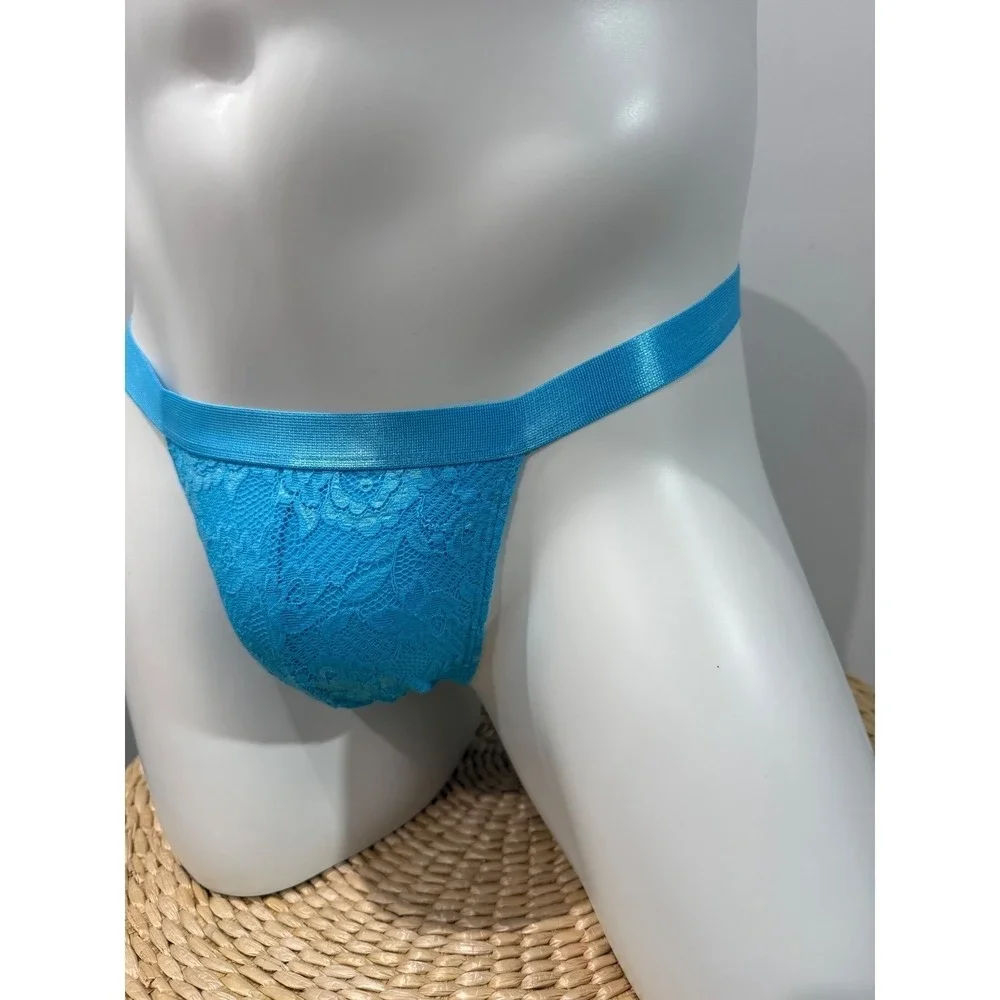 Cosabella Italian Lace Men's Thong Constance Blue Size‎ L